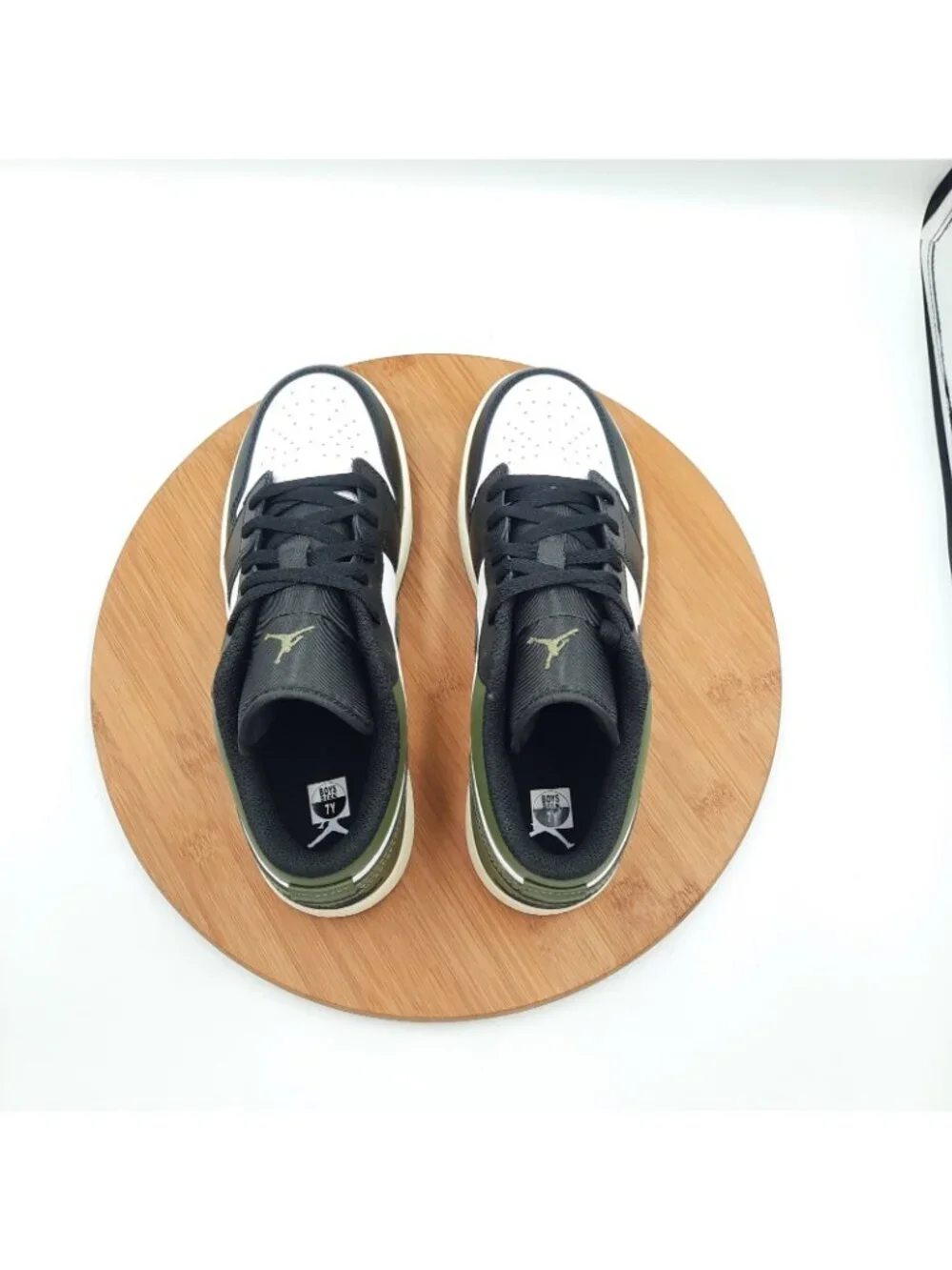 Nike Air Jordan 1 Low Womens Size 8.5 (7Y) Shoes Black Toe Olive Sneakers NEW